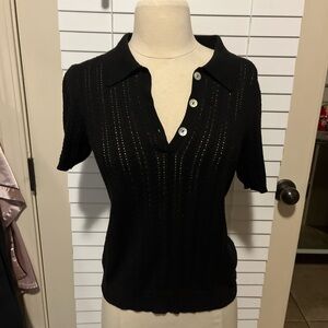 Elegant Black Knit Women's Top